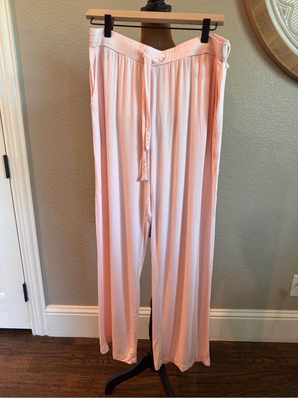 Cozy Earth Bamboo Knit Wide Leg Lounge Pants Pink Large NWOT